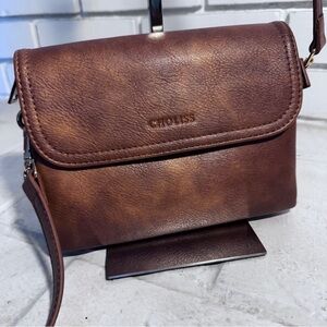 CHOLISS Small Crossbody Bag Vegan Leather Mini Travel Purse w Adjustable Strap